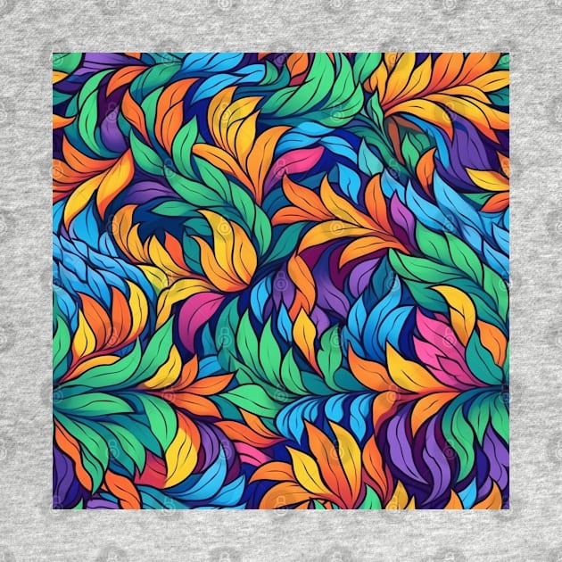 Colorful Seamless Floral Pattern by AstroWolfStudio